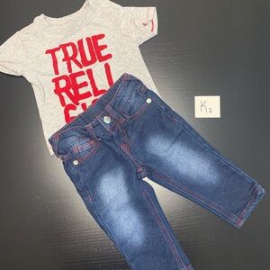True Religion 12m Denim Jeans and Grey Shirt Set